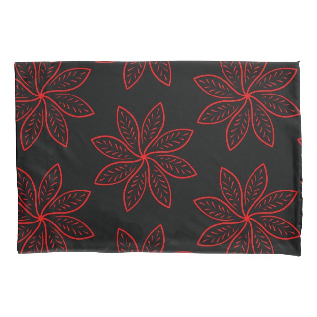 Crimson Pattern on Black  Pillowcase (Front)