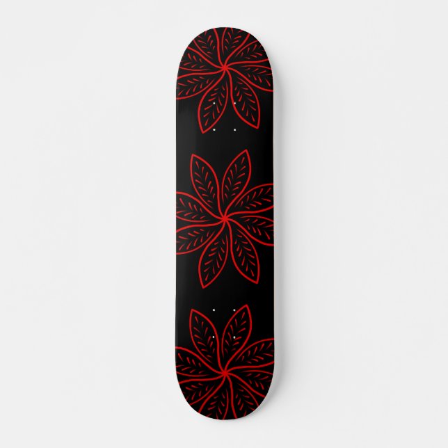 Crimson Pattern on Black  Skateboard (Front)