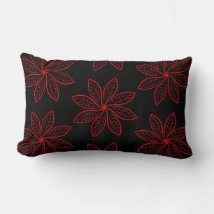 Crimson Pattern on Black Solid Back Lumbar Cushion