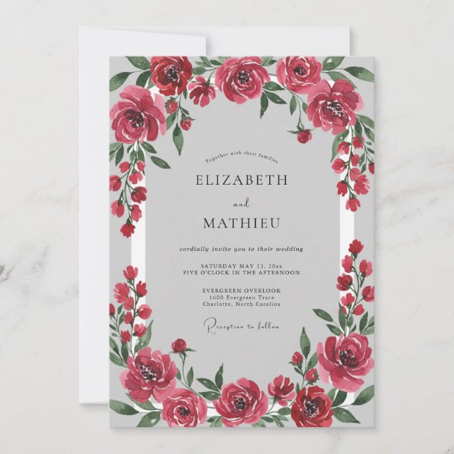 Crimson Petal Wedding Invitation (Front)
