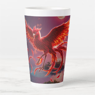 Crimson Phoenix of the Moonlit Tide.  Latte Mug