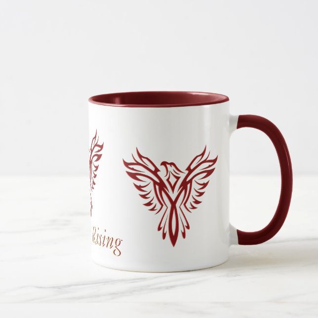 Crimson Phoenix Rising for Hope and Encouragement Mug (Right)