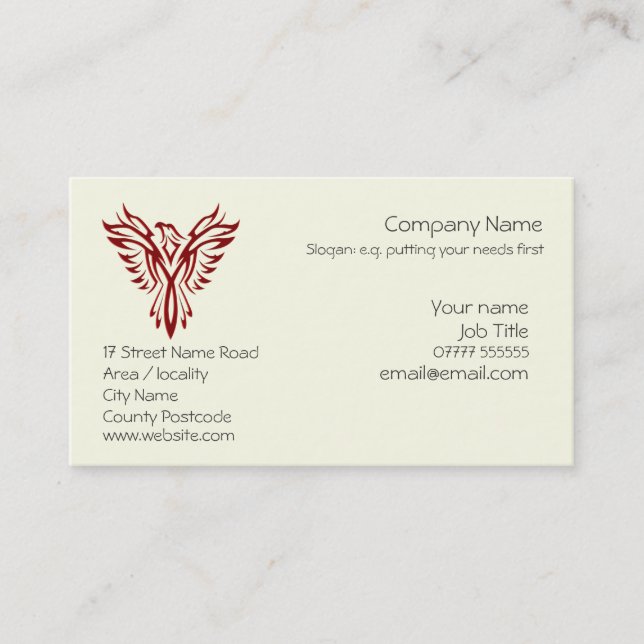 Crimson Phoenix Rising from Ashes Business Card (Front)