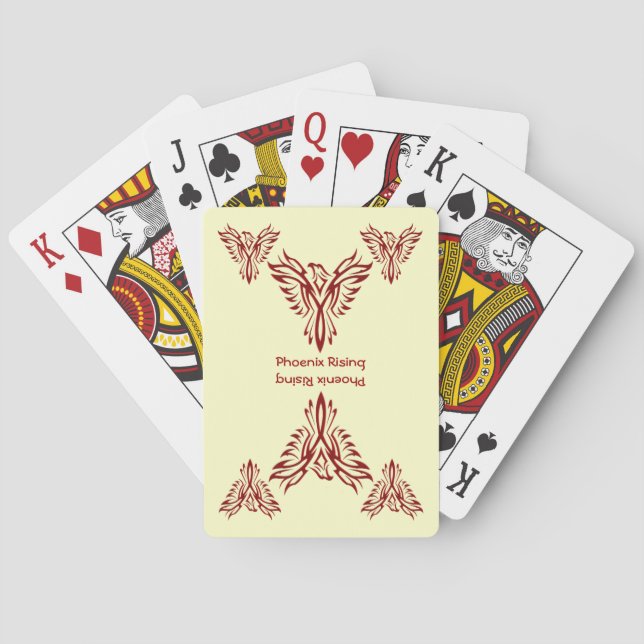 Crimson Phoenix Rising from Ashes Playing Cards (Back)