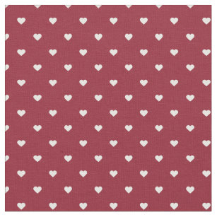 Crimson Polka Dot Hearts Fabric