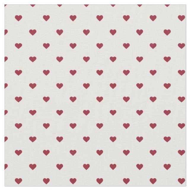 Crimson Polka Dot Hearts Fabric (Close Up)