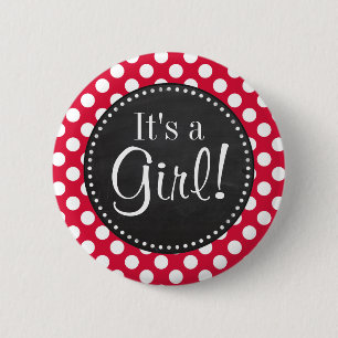 Crimson Polka Dots; Chalkboard look 6 Cm Round Badge