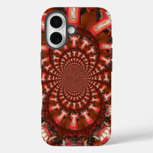 Crimson Pulse Kaleidoscope Tongue Abstract Art iPhone 16 Case