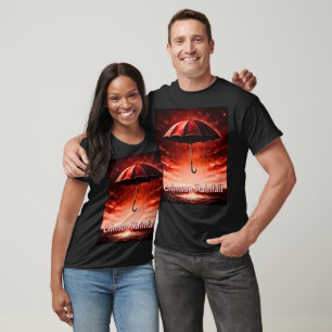 Crimson Rainfall – Red Umbrella Art Tee   Unique 