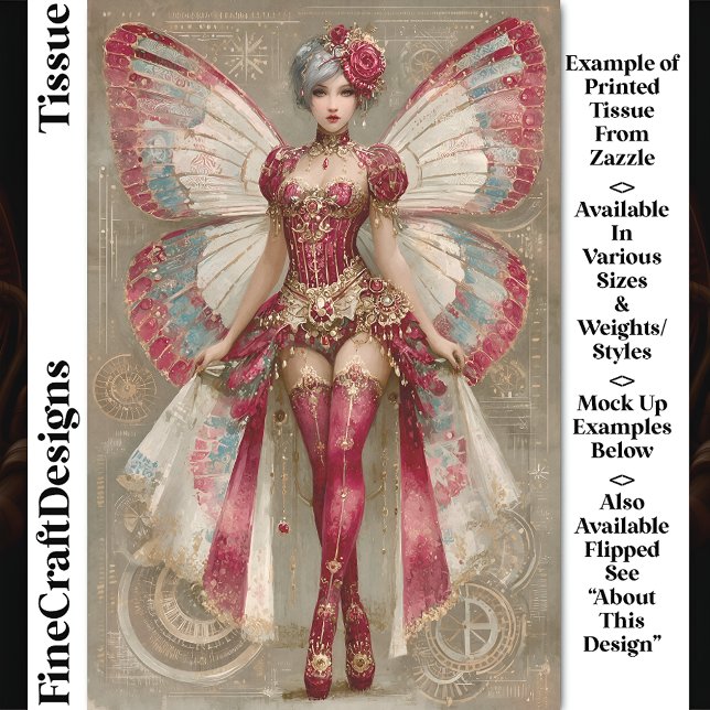 Crimson Red Adult Fairy In Corset DN1R Decoupage Tissue Paper (Creator Uploaded)