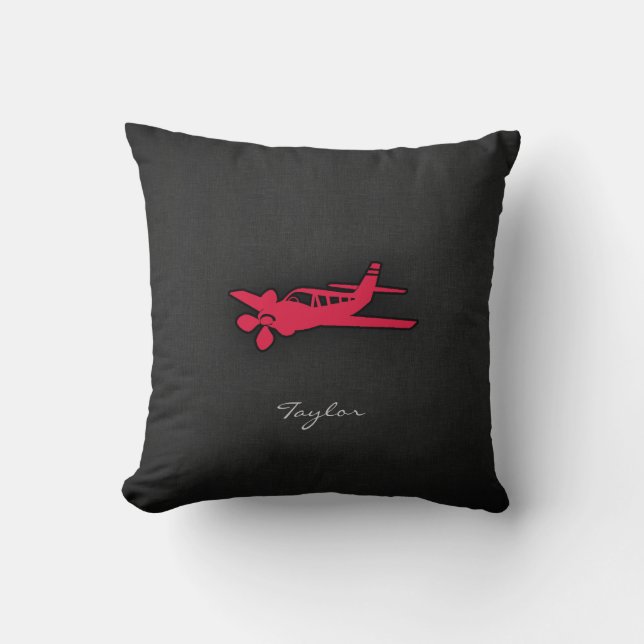 Crimson Red Aeroplane Cushion (Front)