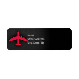 Crimson Red Aeroplane Return Address Label