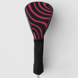 Crimson Red and Black Psychedelic Wavy Golf Head Cover