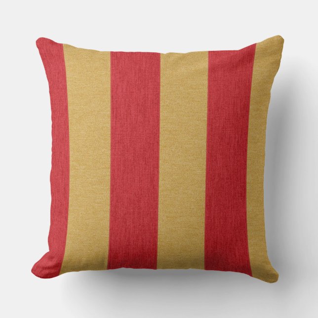 Crimson red and gold stripes cushion (Front)