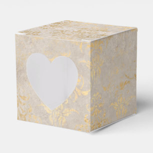 Crimson Red and Gold Vintage Damask Favour Box