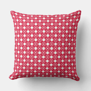 Crimson Red and white dots Cushion