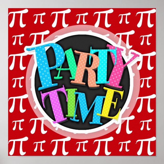 Crimson Red and White Pi Symbol Poster (Front)