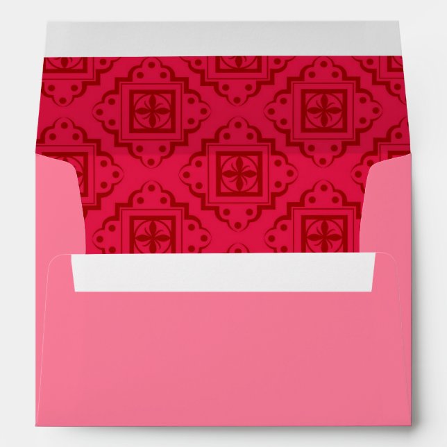 Crimson Red Arabesque Moroccan Graphic Envelopes (Back (Bottom))