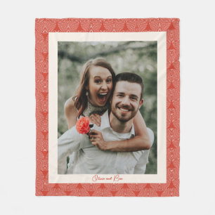 Crimson Red Arch Christmas Couple Photo Modern Fleece Blanket