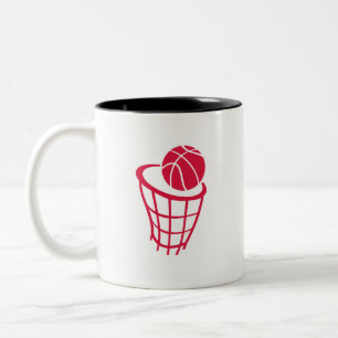 Crimson Red Basketball Two-Tone Coffee Mug