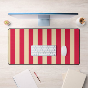 Crimson Red & Beige Striped Desk Mat – Customise