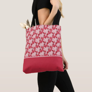 Crimson Red Blush Pink Hearts Roses Color Block Tote Bag