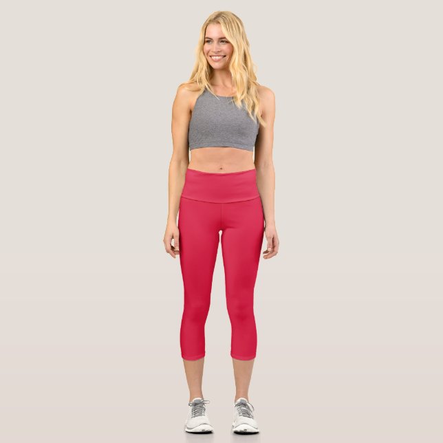 Crimson Red Capri Leggings (Front)