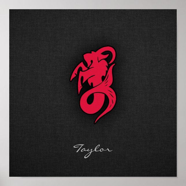 Crimson Red Capricorn Poster (Front)