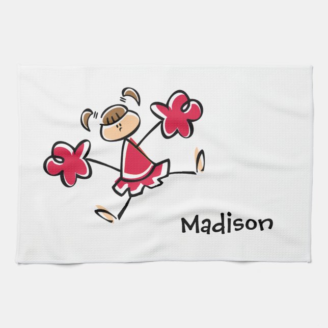 Crimson Red Cheerleader Tea Towel (Horizontal)