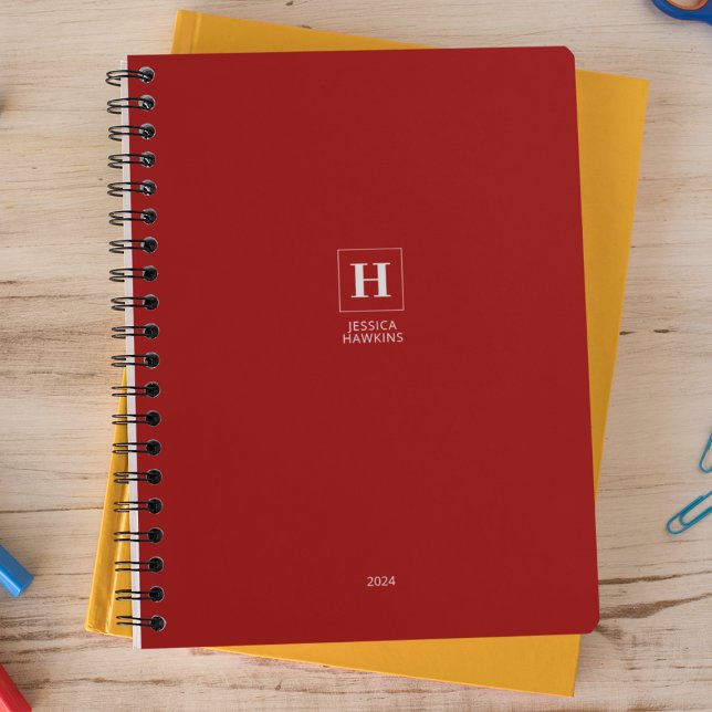 Crimson Red Classic Monogram Personal Weekly Planner (Creator Uploaded)
