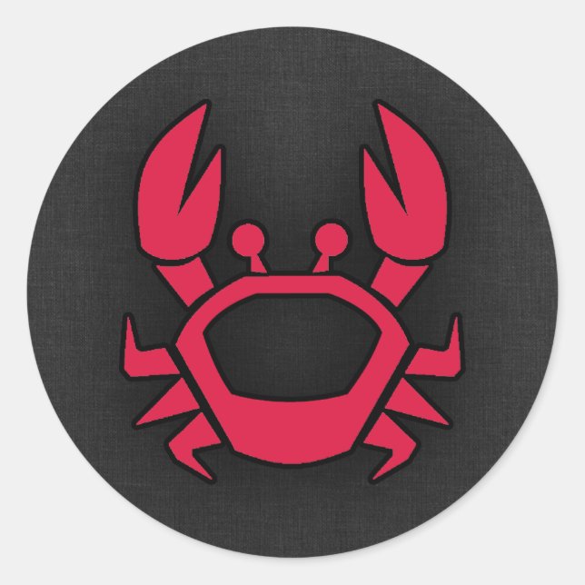Crimson Red Crab Classic Round Sticker (Front)