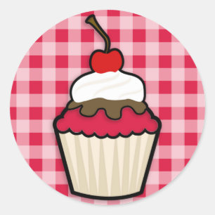 Crimson Red Cupcake Classic Round Sticker