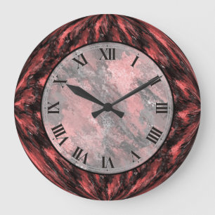 Crimson Red Faux Marble Wall Clock