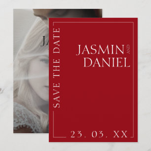 Crimson Red Framed Photo Wedding Save The Date