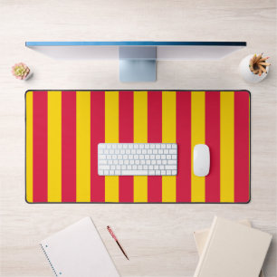 Crimson Red & Gold Striped Desk Mat – Customisable
