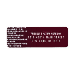 Crimson Red Hanging Diamond Lights Wedding Return Address Label