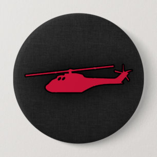 Crimson Red Helicopter 10 Cm Round Badge