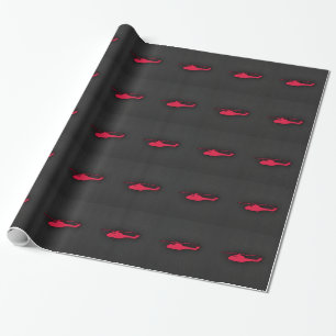 Crimson Red Helicopter Wrapping Paper