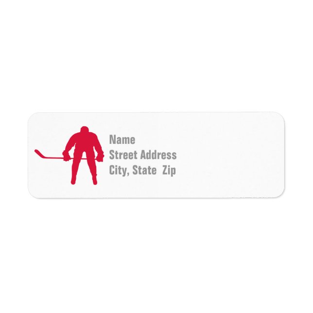 Crimson Red Hockey Return Address Label (Front)