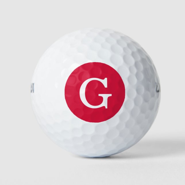 Crimson Red Initial Monogram Golf Balls (Front)