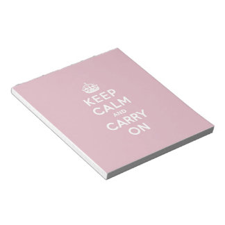 Crimson Red Keep Calm and Carry On (white text) Notepad