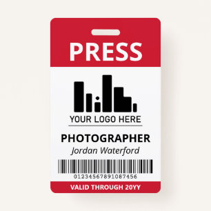 Crimson Red Logo Bar Code Press ID ID Badge