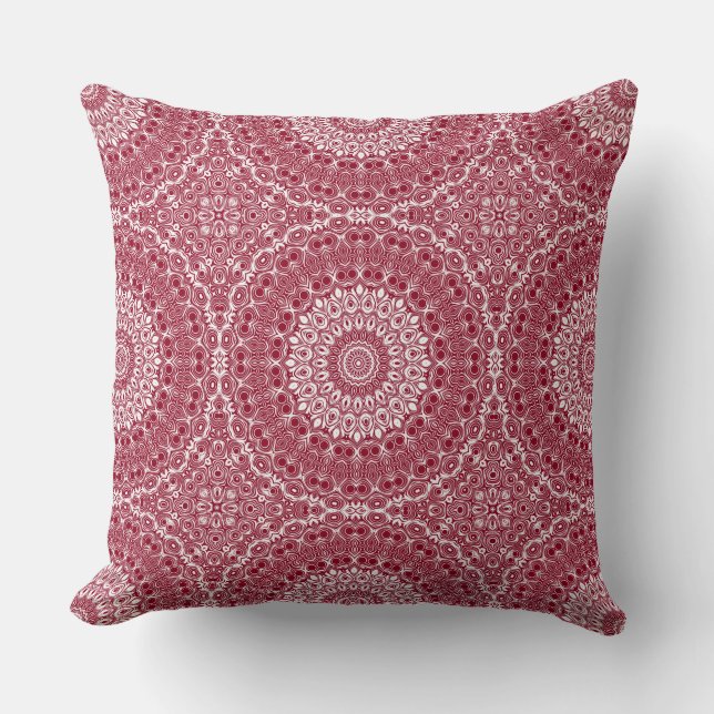 Crimson Red Mandala Pattern Design Cushion (Front)