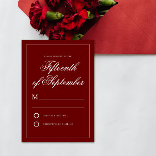 Crimson Red Minimal Elegant Calligraphy RSVP Card