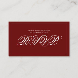 Crimson Red Minimalist Elegant QR RSVP Enclosure Card