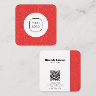 Crimson Red Minimalist Square Business Card