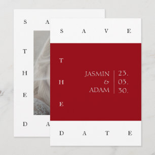 Crimson Red Modern Photo Wedding Save The Date