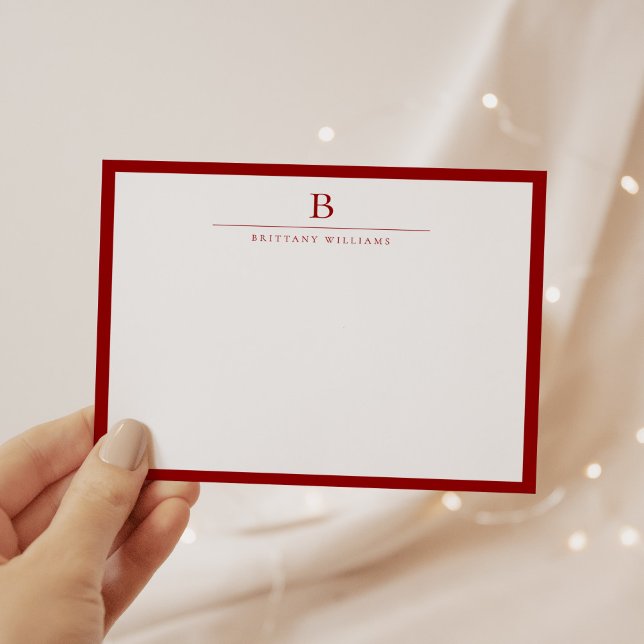 Crimson Red Modern Stationery Classic  Card (Creator Uploaded)