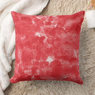 Crimson Red Modern Watercolor Texture Cushion
