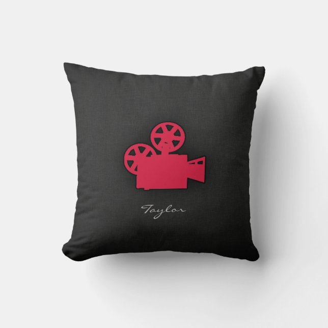 Crimson Red Movie Camera Cushion (Front)